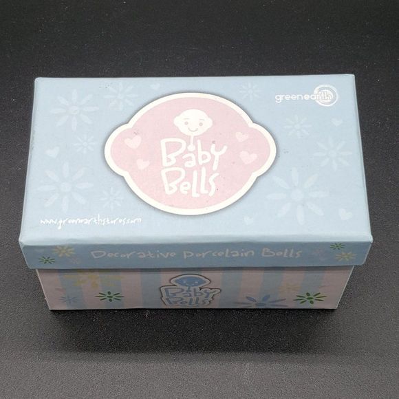 Green Earth Baby Bells Decorative Porcelain White Bunny Hanging Bell Figurine - Picture 3 of 14